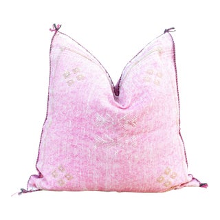 Sonia Large Square Moroccan Silk Rug Pillow For Sale