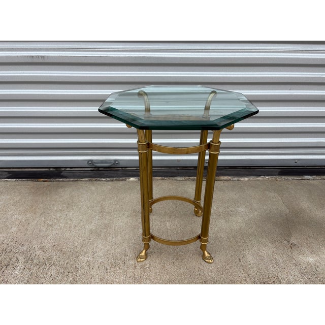 Mid-Century Modern 1970s Brass and Glass Side Table Attributed to La Barge For Sale - Image 3 of 11