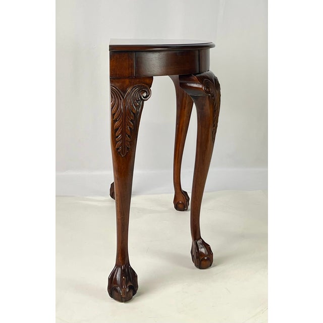 Brown Late 20th Century Chippendale Style Carved Cherry Demilune Console Table For Sale - Image 8 of 16