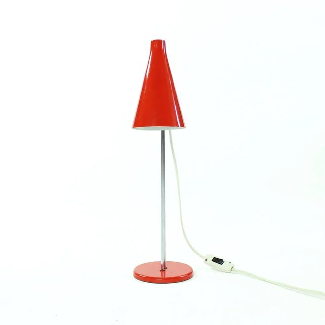 Czech Red Table Lamp by Josef Hurka for Lidokov, 1960s For Sale - Image 9 of 10