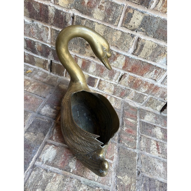 Vintage Brass Swan Planters For Sale - Image 12 of 12