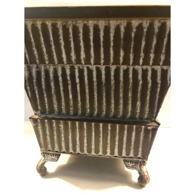 Brass Vintage Art Deco Style Footed Metal Planter For Sale - Image 8 of 8