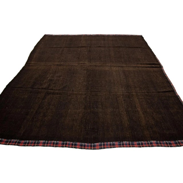 Contemporary 1960s Vintage Square Brown Kilim Rug- 9′6″ × 10′2″ For Sale - Image 3 of 7