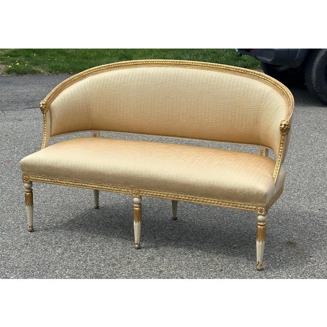 Early 19th Century Swedish Gustavian or Neoclassical Sofa Settee. Very similar to those by Ephraim Stahl. Parcel gilt....