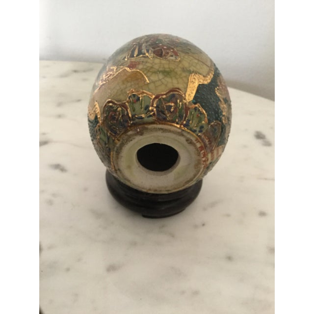 Satsuma 1970s Vintage Satsuma Style Porcelain Cloisonne Hand Painted Egg For Sale - Image 4 of 4