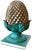 Dorothy Draper 1960s Gold & Green Pinecone Finial Sculpture With Acanthus Leaf Motif and Square Plinth For Sale - Image 4 of 10