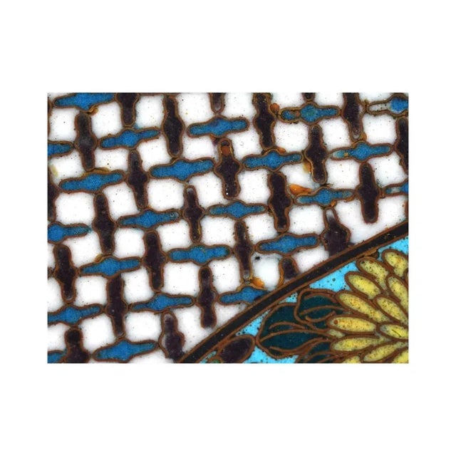 Late 19th Century Antique Meiji Large Japanese Cloisonne Enamel Geometric Pattern Plate Charger For Sale - Image 5 of 8