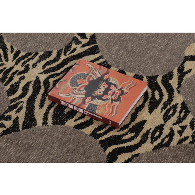 Rug & Kilim’s Distressed Tiger Rug in Taupe-Brown With Beige and Black Pictorial For Sale - Image 9 of 9