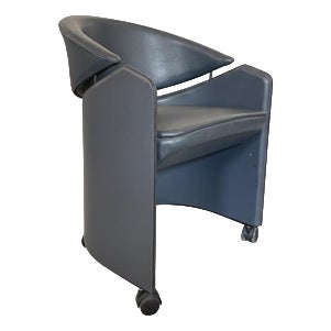 Italian Leather Armchair on Casters by Matteo Grassi, 1990s For Sale