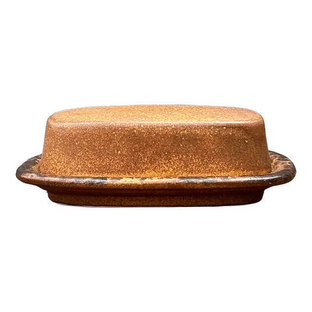 Vintage McCoy Glazed Ceramic Butter Dish For Sale