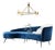 Safavieh Evangeline Parisian Blue Velvet Sofa Couch Mid Century Modern For Sale