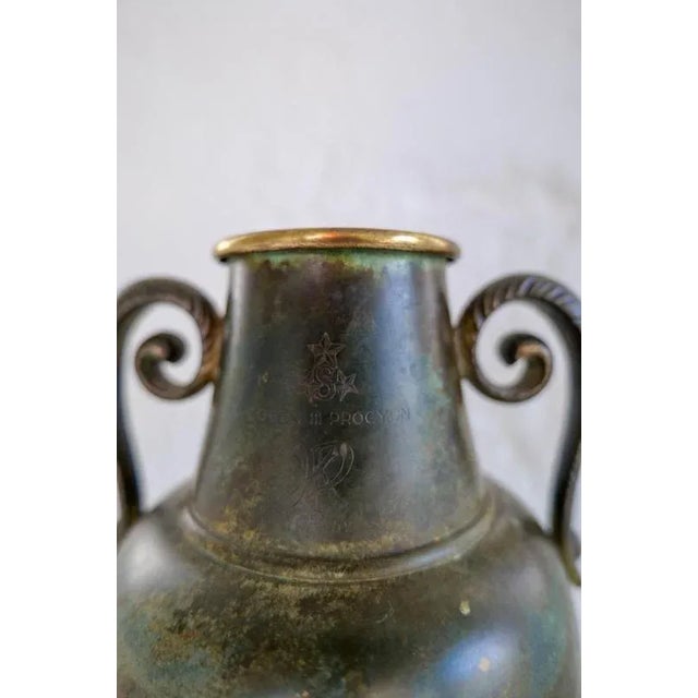 Brown Art Deco Vase in Bronze and Brass from SVM Handarbete, 1940s For Sale - Image 8 of 13