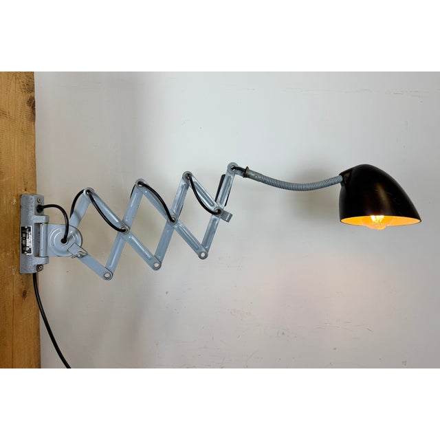 Industrial Grey Scissor Wall Lamp from Elektroinstala, 1960s For Sale - Image 15 of 18