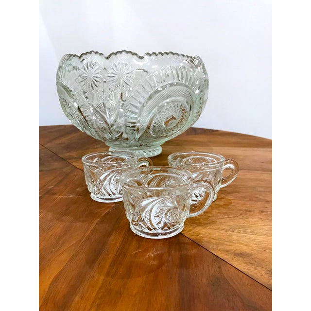 Vintage Cut Glass Punch Bowl & Cups Set of 11 Chairish