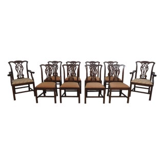 Set of 10 Carved Mahogany Chippendale Style Dining Chairs For Sale