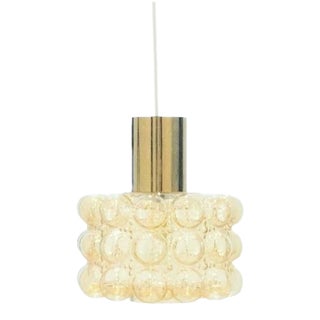 1960s XL Mid-Century Modern Amber Bubble Glass Pendant Light by Helena Tynell for Limburg, Germany For Sale