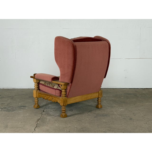 Danish Wingback Lounge Chair in Oak by Henning Kjærnulf, 1960s For Sale - Image 4 of 12