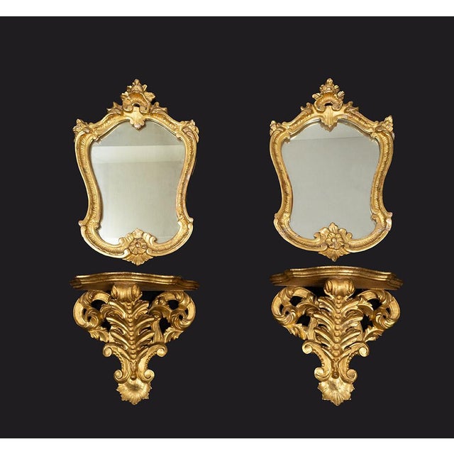 Antique 19th Century Shelves with Mirrors, Rome, Set of 4 For Sale - Image 4 of 4