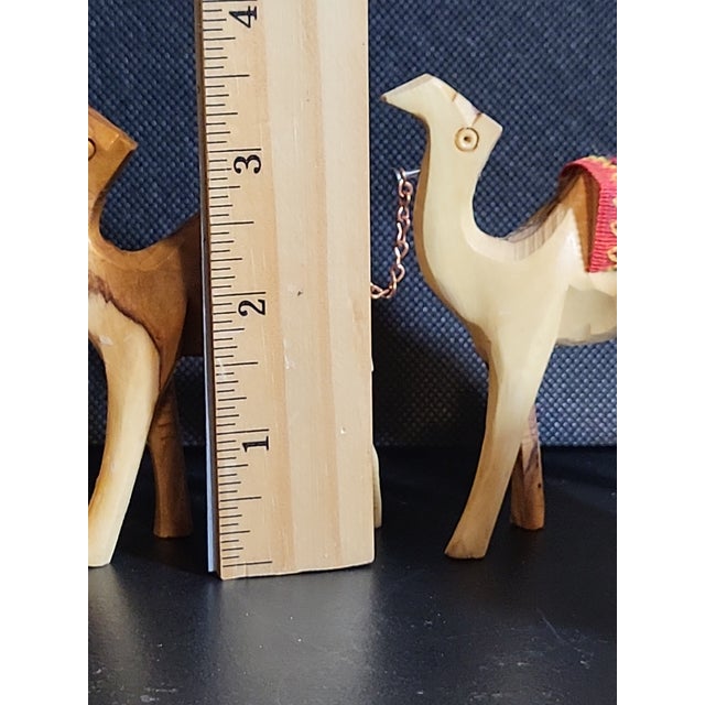 Olive Wood Camels Shepherd Nativity Christmas Creche For Sale In San Francisco - Image 6 of 8