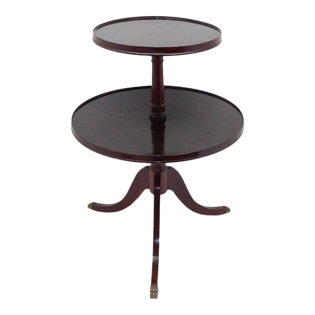 1945 Mid Century Modern Duncan Phyfe 2 Tiered Round Side Table | Chairish