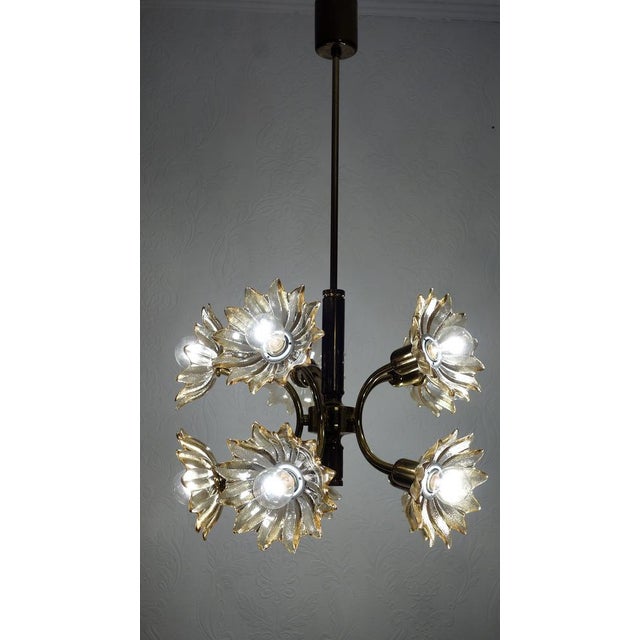 Vintage Hanging Light in Brass and Glass from Sische Leuchten, 1970s For Sale - Image 11 of 15