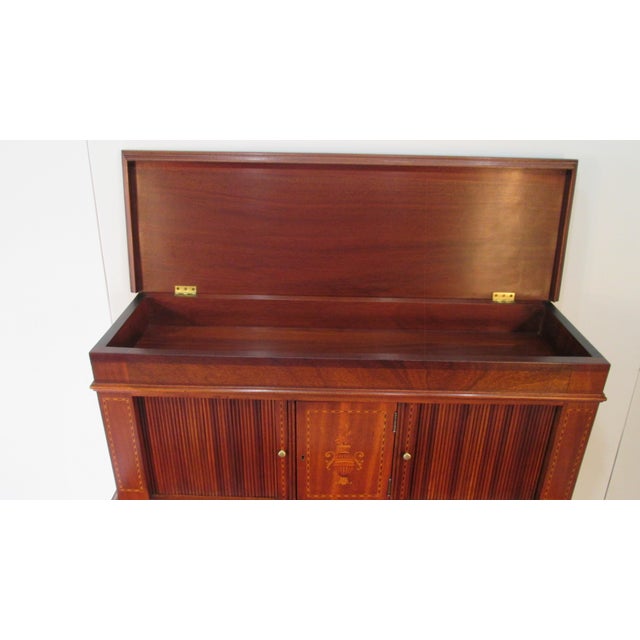 1940s Custom Made Mahogany Tambour Desk 2pc For Sale - Image 4 of 9