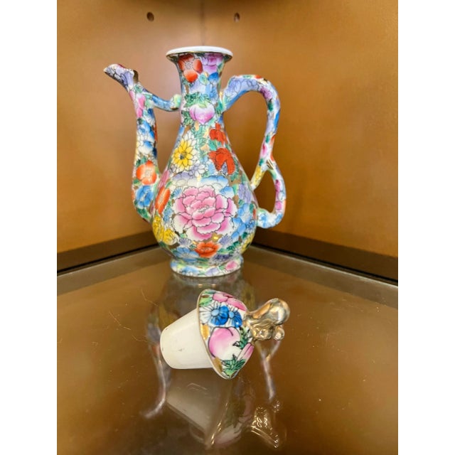 Mid 20th Century Floral Chinese Mille Fleur Wine Set- 7 Pieces For Sale In West Palm - Image 6 of 8