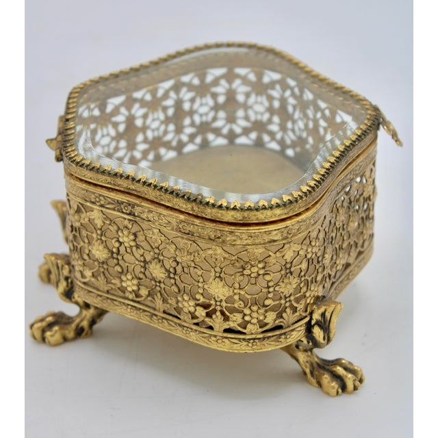 Mid 20th Century Vintage French Beveled Glass Jewelry Box For Sale - Image 5 of 10