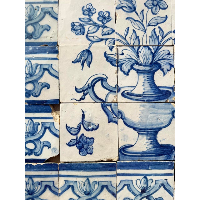 Antique 18th Century Portuguese Tile Panel With Classical Flower Vase For Sale - Image 14 of 18