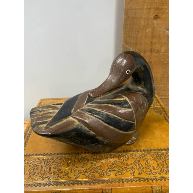 Folk Art 19th Century Carved & Lacquered Wooden Korean Duck Figure For Sale - Image 3 of 6