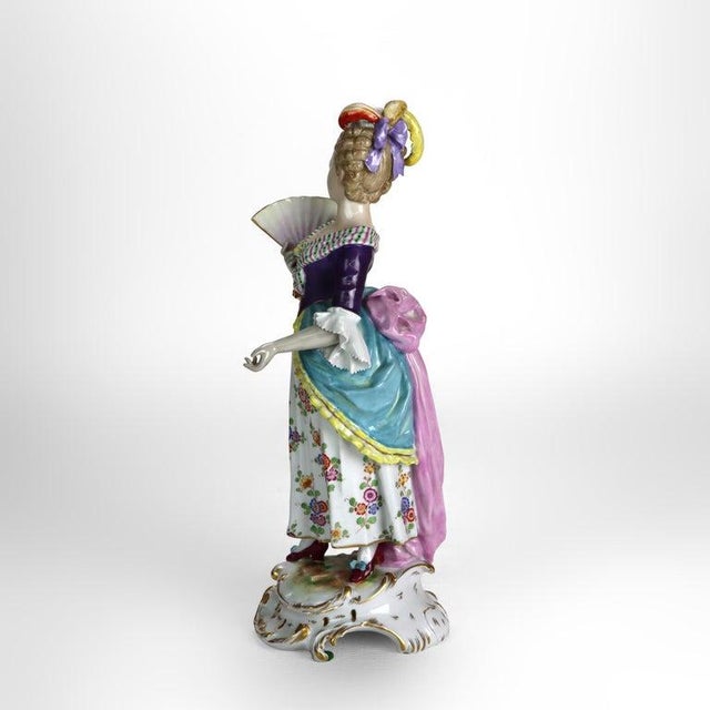Ceramic Antique Volkstedt Hand Painted & Gilt Porcelain Figure of a Woman C1890 For Sale - Image 7 of 10