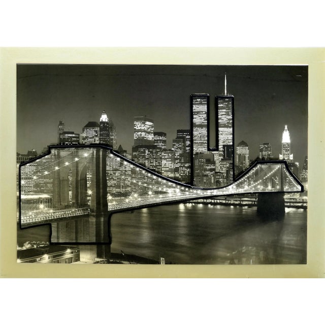 Black 3-Dimensional New York City Photograph of the Brooklyn Bridge, Twin Towers For Sale - Image 8 of 8