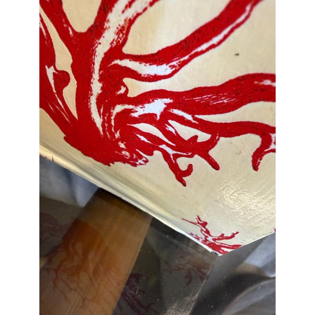 Coral Decoupage Wastebasket For Sale - Image 4 of 5