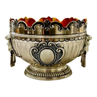 Vintage Silverplate Georgian Style 'Monteith' Lion's Head Bowl From Corbell Co. - 1950's For Sale