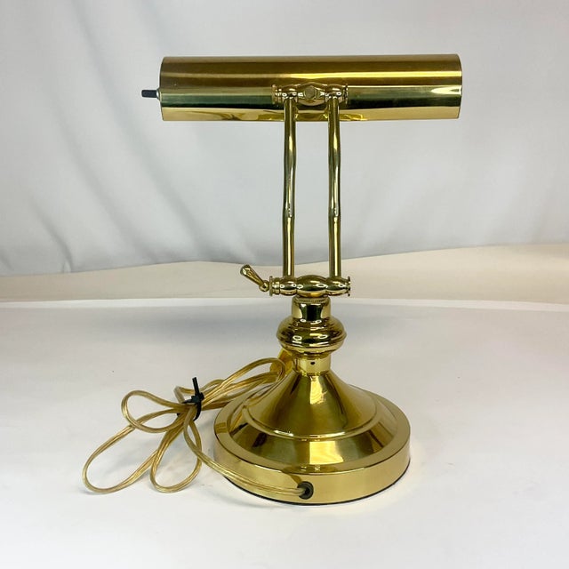 Mid 20th Century 1970s Mid-Century Art Deco Articulating Brass Bankers/Piano Desk Lamp For Sale - Image 5 of 8