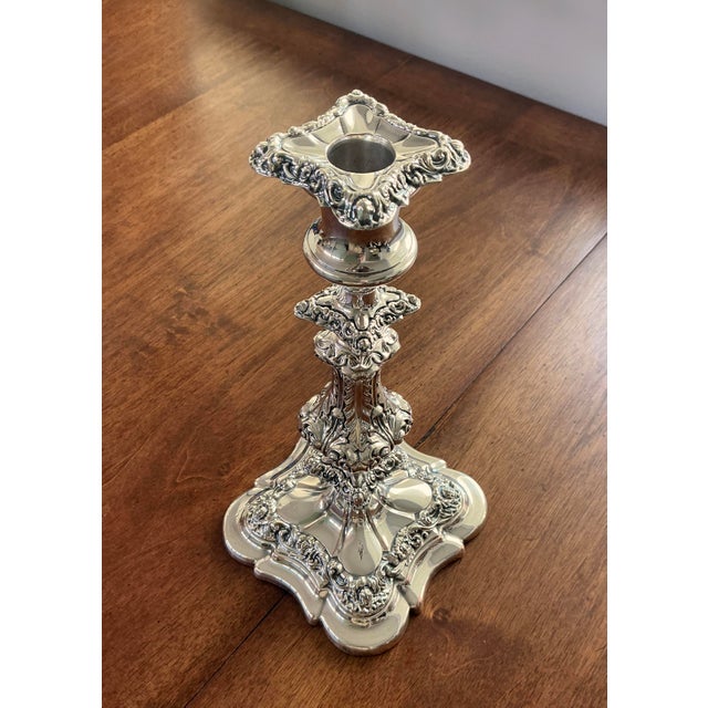 Pair Barker Ellis English Silver Plate Convertible Candelabra 3 Light Candlesticks Vintage For Sale In Philadelphia - Image 6 of 9