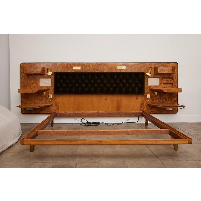 Mid-Century Modern Gio Ponti Headboard and Bedframe With Attached Nightstands For Sale - Image 3 of 12