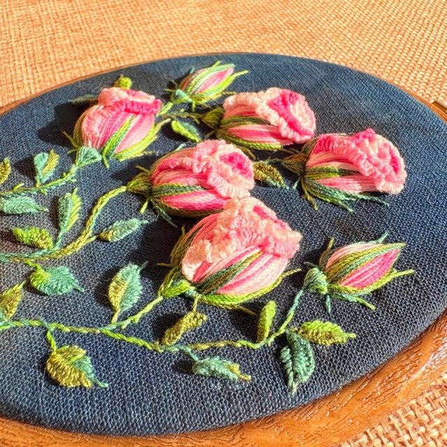 3d Rose Stumpwork Embroidery Art, Framed Botanical Sculpture, Handmade Floral Wall Decor For Sale - Image 9 of 11
