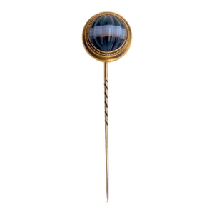 1880 Victorian Carved Banded Agate 14k Gold Stickpin