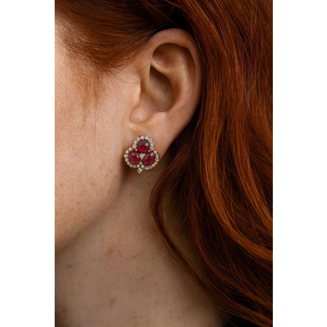 Ruby Red Bochic "Orient" Vintage Retro Diamond & Ruby & Set In 18K Gold & Silver For Sale - Image 8 of 18