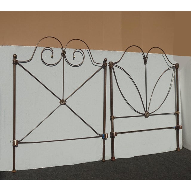 Pair of French Country Iron Twin Bed Frames Headboards FB & Rails ~ Match but dont Match Please study the photos since the...