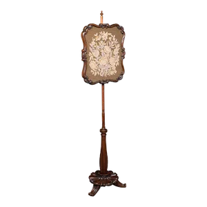 Antique Fireside Pole Screen, English, Needlepoint, Adjustable, William Iv, 1835