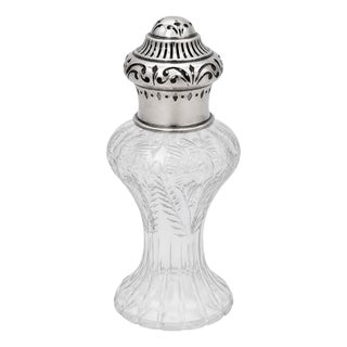 Antique American Sterling Silver and Cut Crystal Dresser Bottle, circa 1900 For Sale