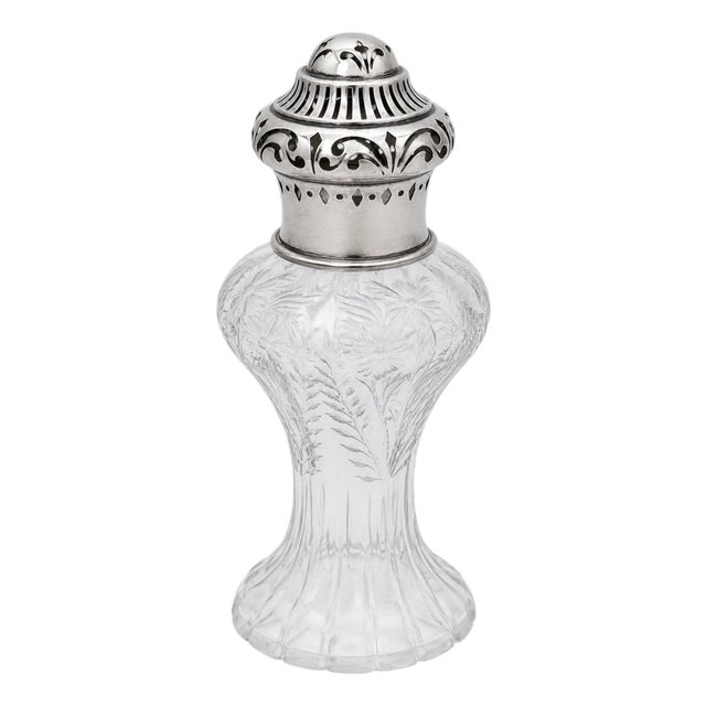 Antique American Sterling Silver and Cut Crystal Dresser Bottle, circa 1900 For Sale