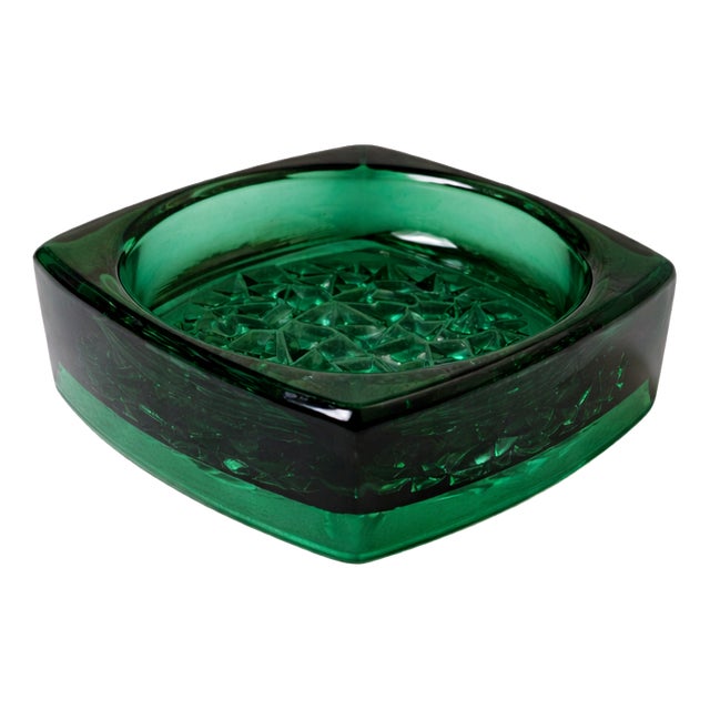 Green Ashtray by Rudolf Jurnikl for Sklo Union, 1960s For Sale