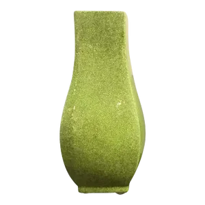 Modern Chartreuse Crackle Glaze Square Vase