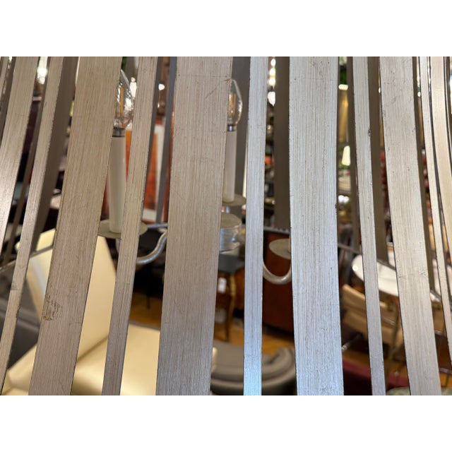 Silver Late 20th Century Rustic Industrial Lattice Drum Chandelier For Sale - Image 8 of 12