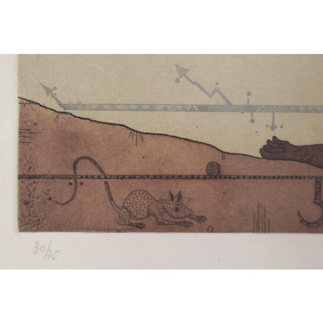 Paper Mythological Elf with Lantern, 1975, Etching on Paper For Sale - Image 7 of 9