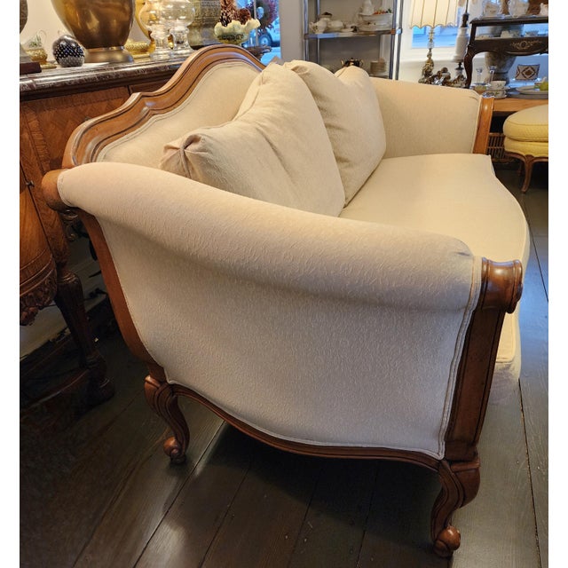 Early 21st Century Vintage Ethan Allen Damask Settee Sofa Chairish