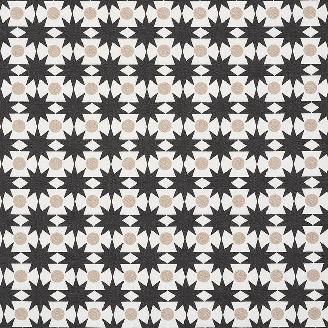Schumacher X Studio Bon Cosmos Fabric in Black & Sand For Sale